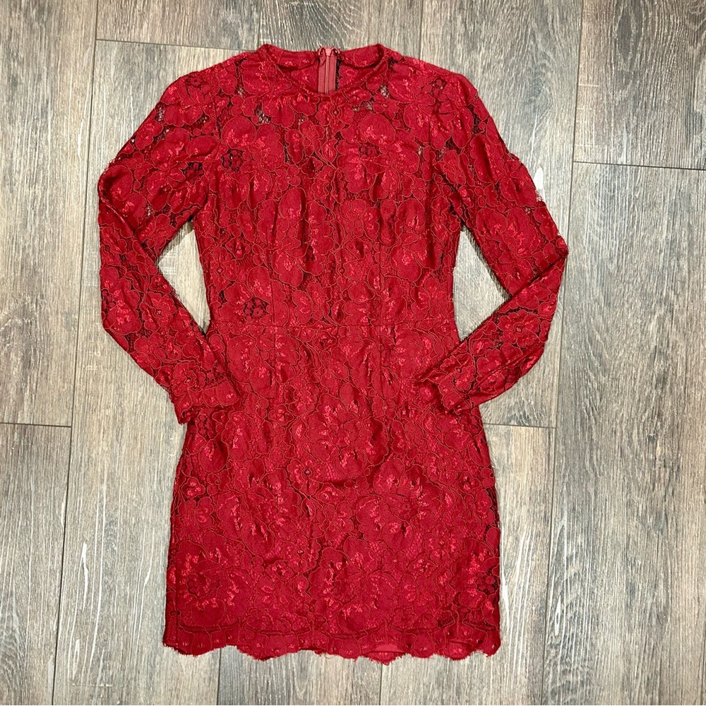 🌸 Betsey Johnson red lace dress, size 6